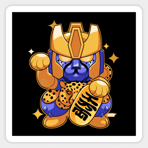 Gold Lucky Cat-tron Sticker by ZeroMayhem